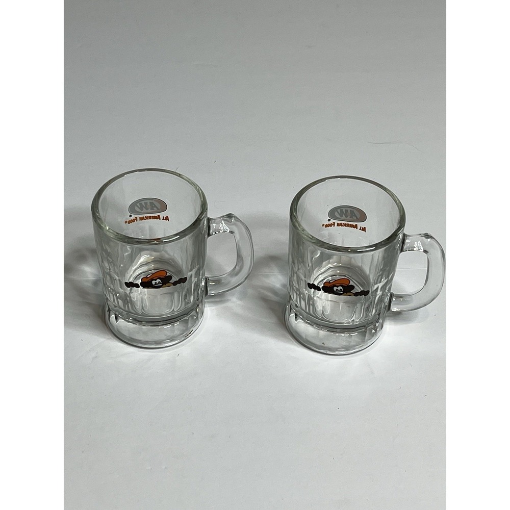 Vintage A&W Root Beer Baby Glass Mugs A&W Logo